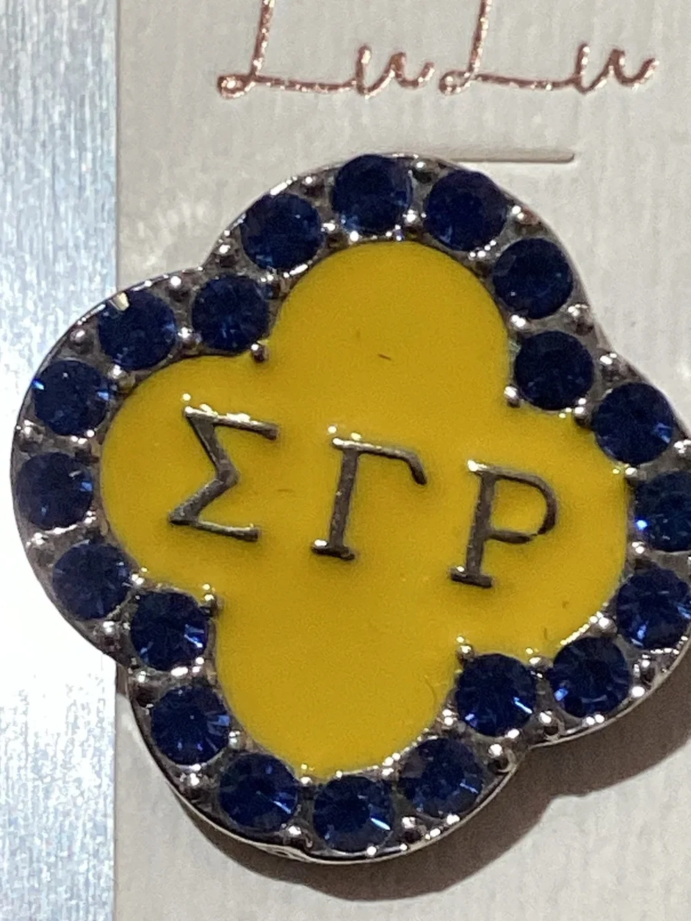 lululemon athletica Yellow and Blue Sigma Gamma Rho Clover Stud Earrings - Picture 2 of 2